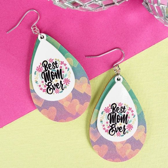 One Blessed Nana Jewelry - ❤️NWT *BOUTIQUE*  BEST MOM EVER LAYERED TEARDROP EARRINGS  **MOTHER'S GIFT